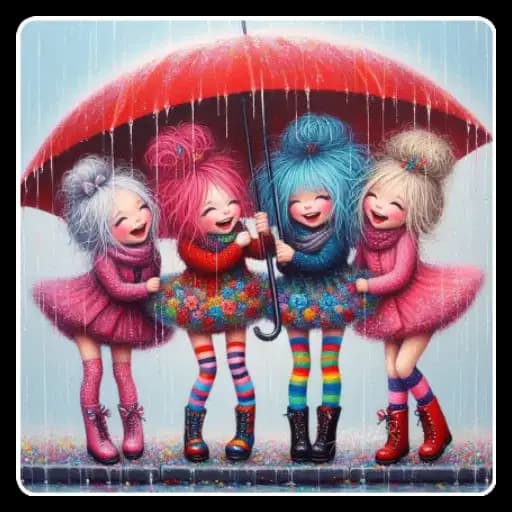 Niñas Coloridas Lluviosas — 1