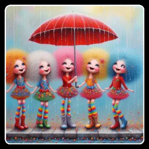 Meninas Coloridas Chuvosas — 1