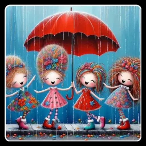 Meninas Coloridas Chuvosas — 4