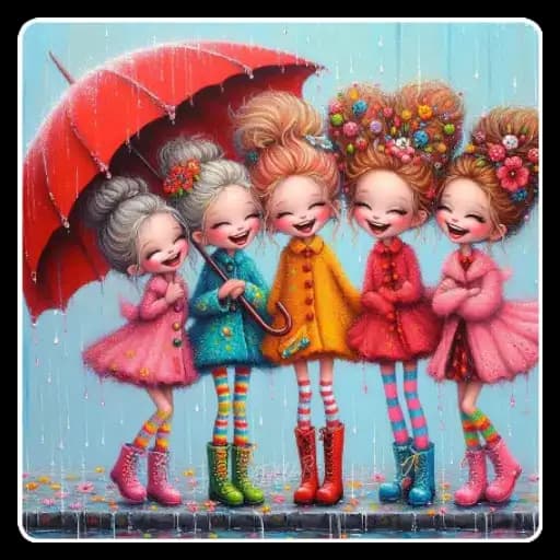 Meninas Coloridas Chuvosas — 2