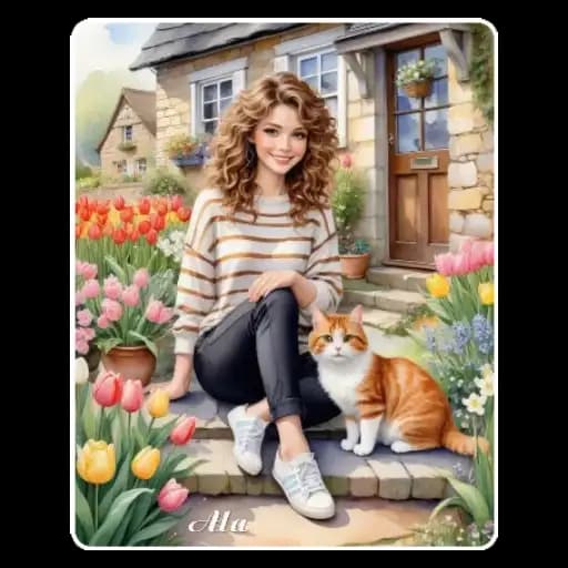 Mulher e Gatos no Jardim — 3