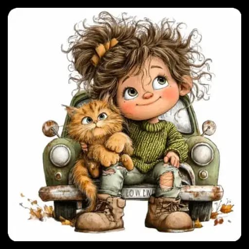 Menina e Gatos Fofos — 4