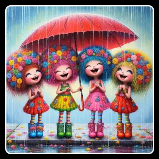 Meninas Coloridas Chuvosas — 3