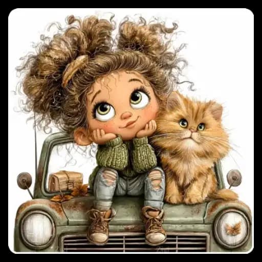 Niña y Gatos Tiernos — 2