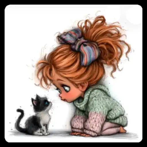 Menina e Gatos Fofos — 3