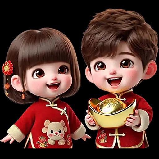 Casal de Crianças Chinesas — 1