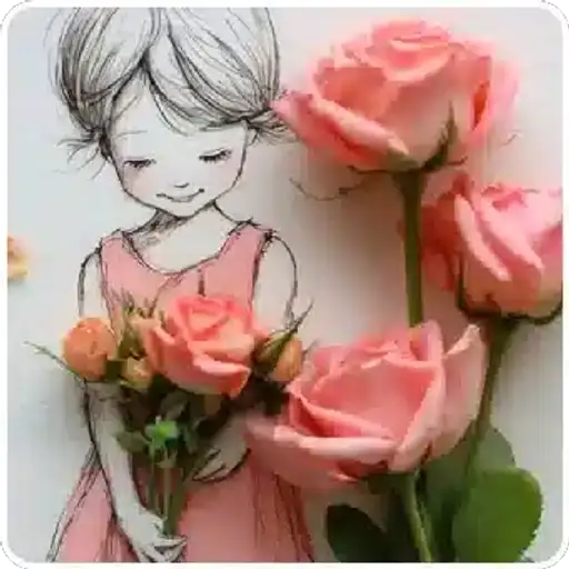 Meninas com Flores e Corações — 1