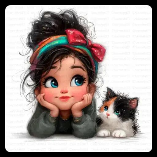 Niña y Gatos Tiernos — 3