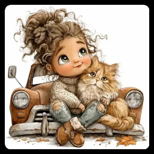 Cute Girl and Cats — 2