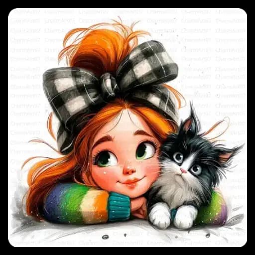 Menina e Gatos Fofos — 2
